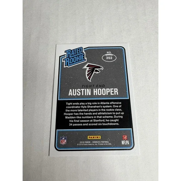 2016 Donruss Rated Rookie Austin Hooper Rookie Card RC Atlanta Falcons #352 - Picture 4 of 6